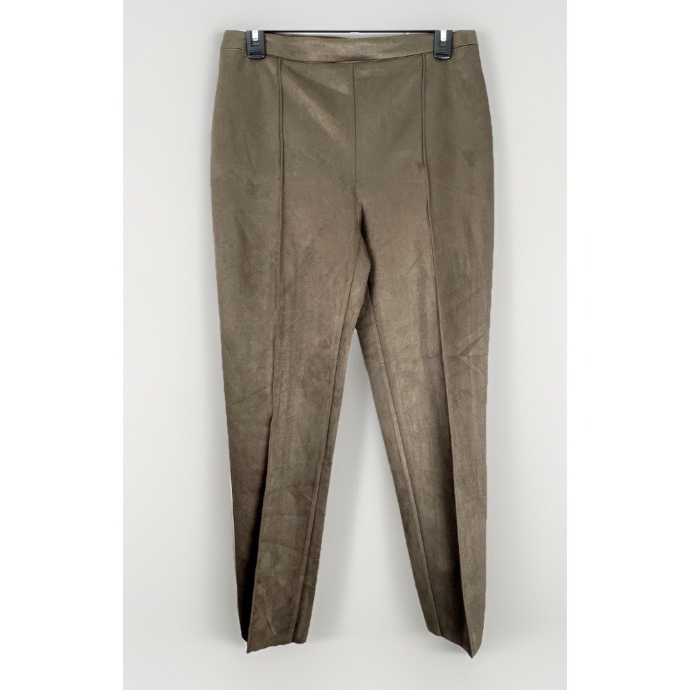 Vince Camuto Women's Brown Soft Faux Suede Straight Leg Pant Mid Rise Medium NWT